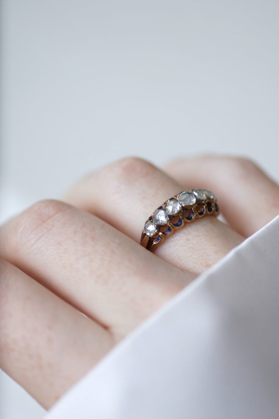 Garter ring with 7 pink cut diamonds - Penelope Gallery