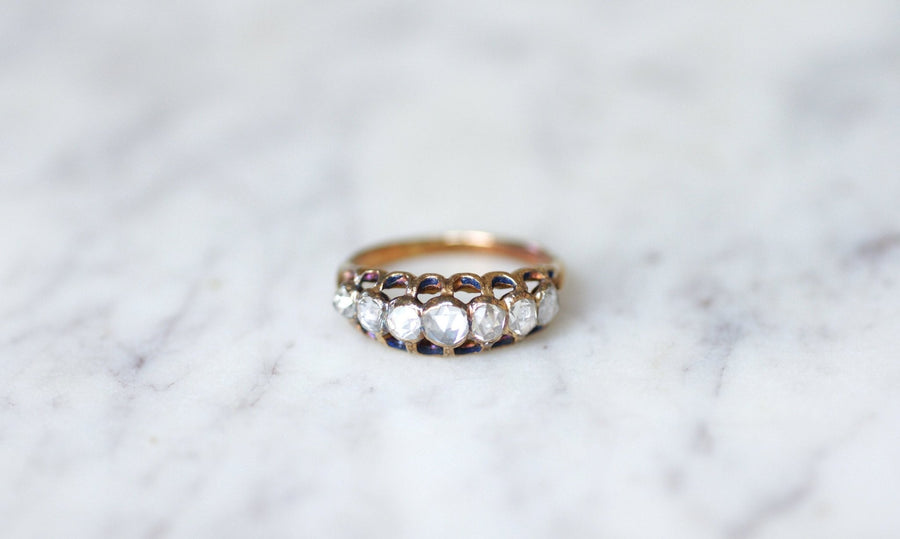 Garter ring with 7 pink cut diamonds - Penelope Gallery