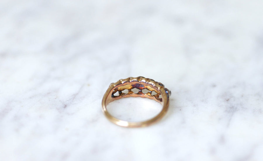 Garter ring with 7 pink cut diamonds - Penelope Gallery