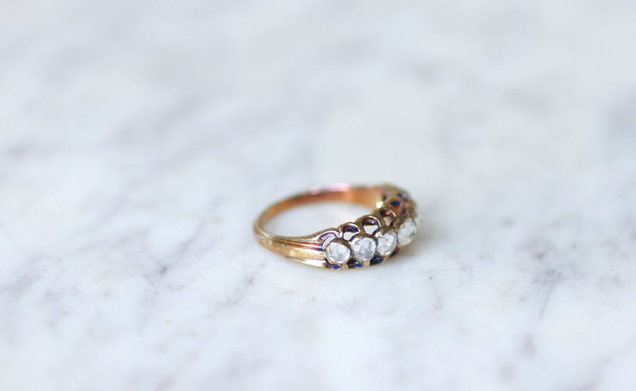Garter ring with 7 pink cut diamonds - Penelope Gallery
