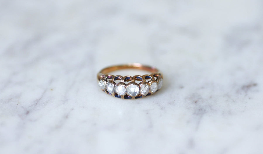 Garter ring with 7 pink cut diamonds - Penelope Gallery