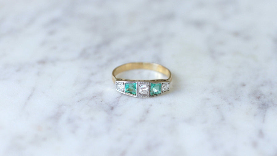 Diamond and emerald garter ring - Penelope Gallery