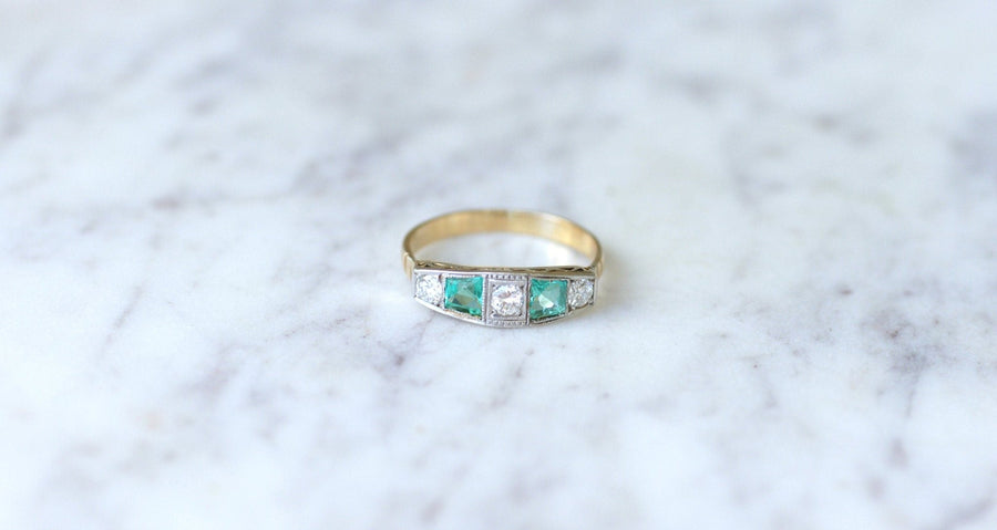 Diamond and emerald garter ring - Penelope Gallery