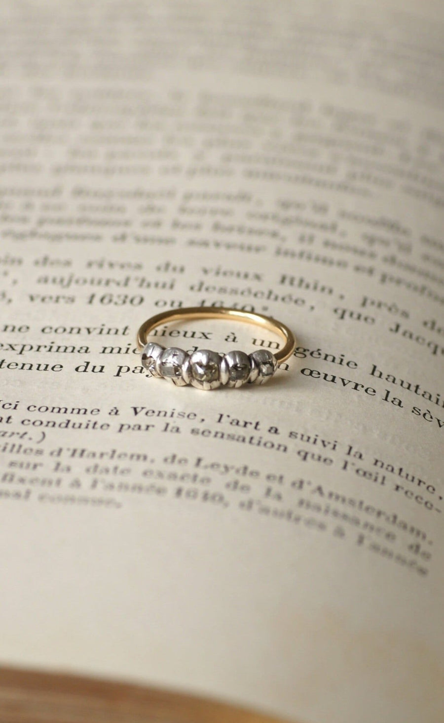 Table cut diamond garter ring - Penelope Gallery
