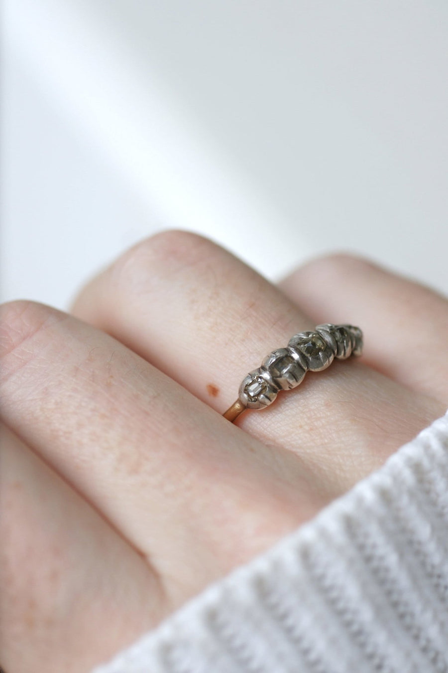 Table cut diamond garter ring - Penelope Gallery