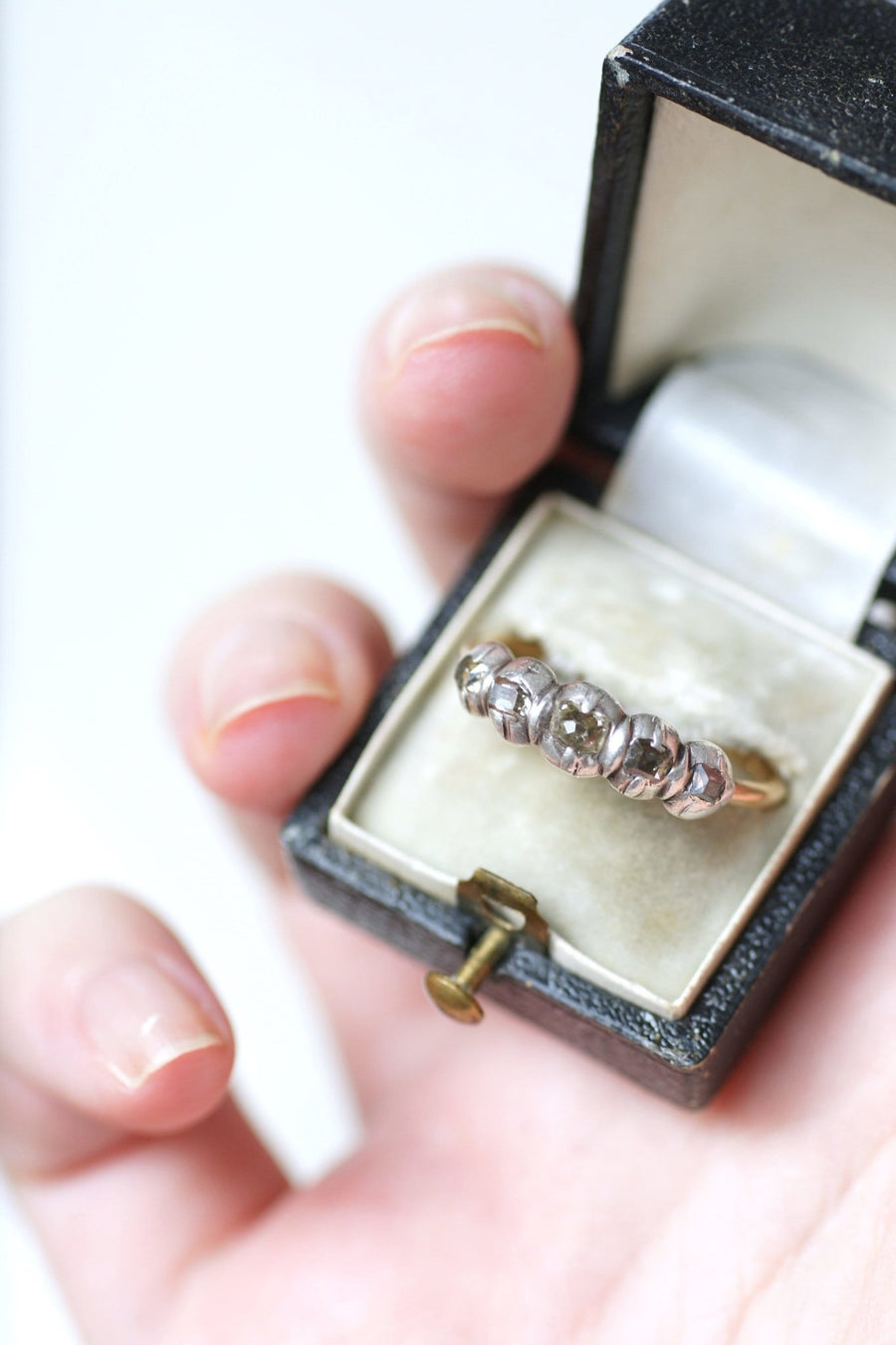 Table cut diamond garter ring - Penelope Gallery