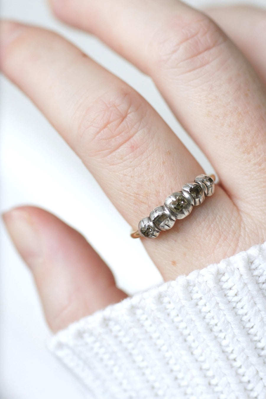 Table cut diamond garter ring - Penelope Gallery