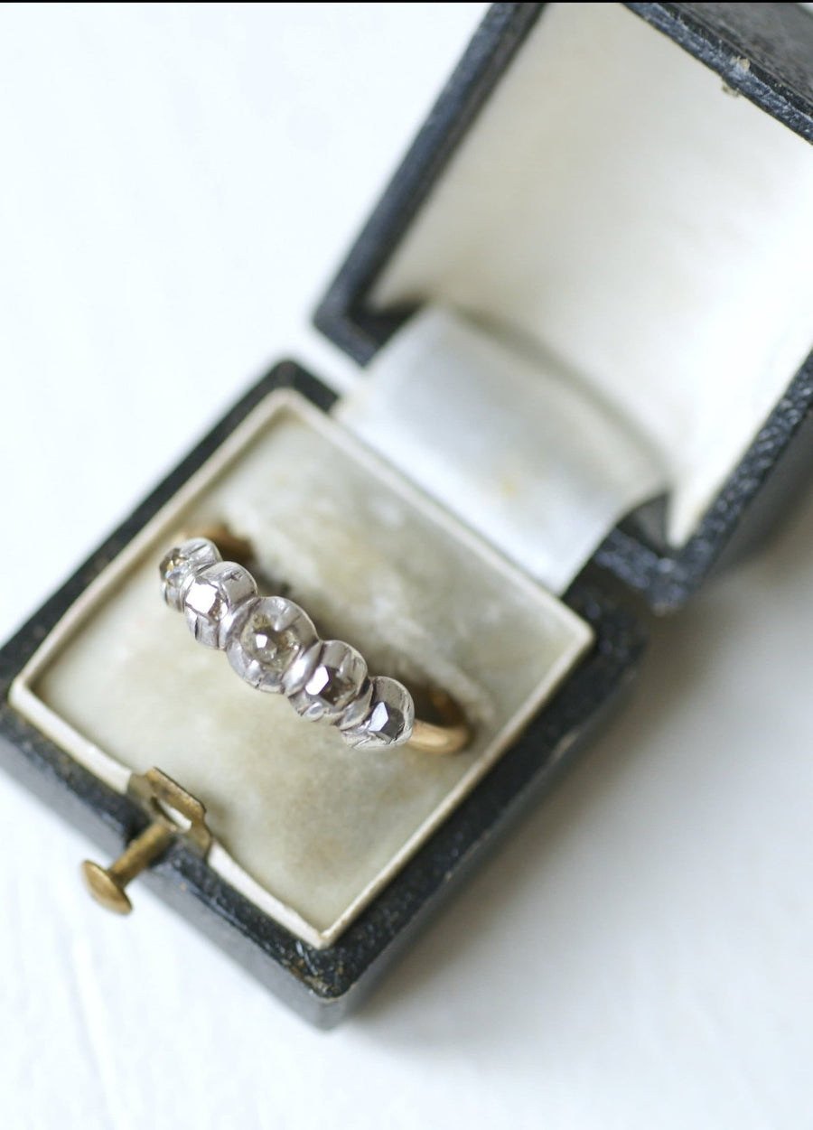 Table cut diamond garter ring - Penelope Gallery