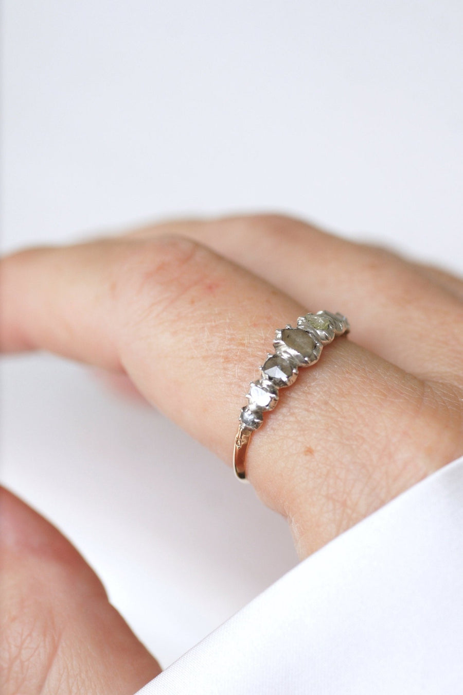 Rose gold, silver, and diamond garter ring - Penelope Gallery