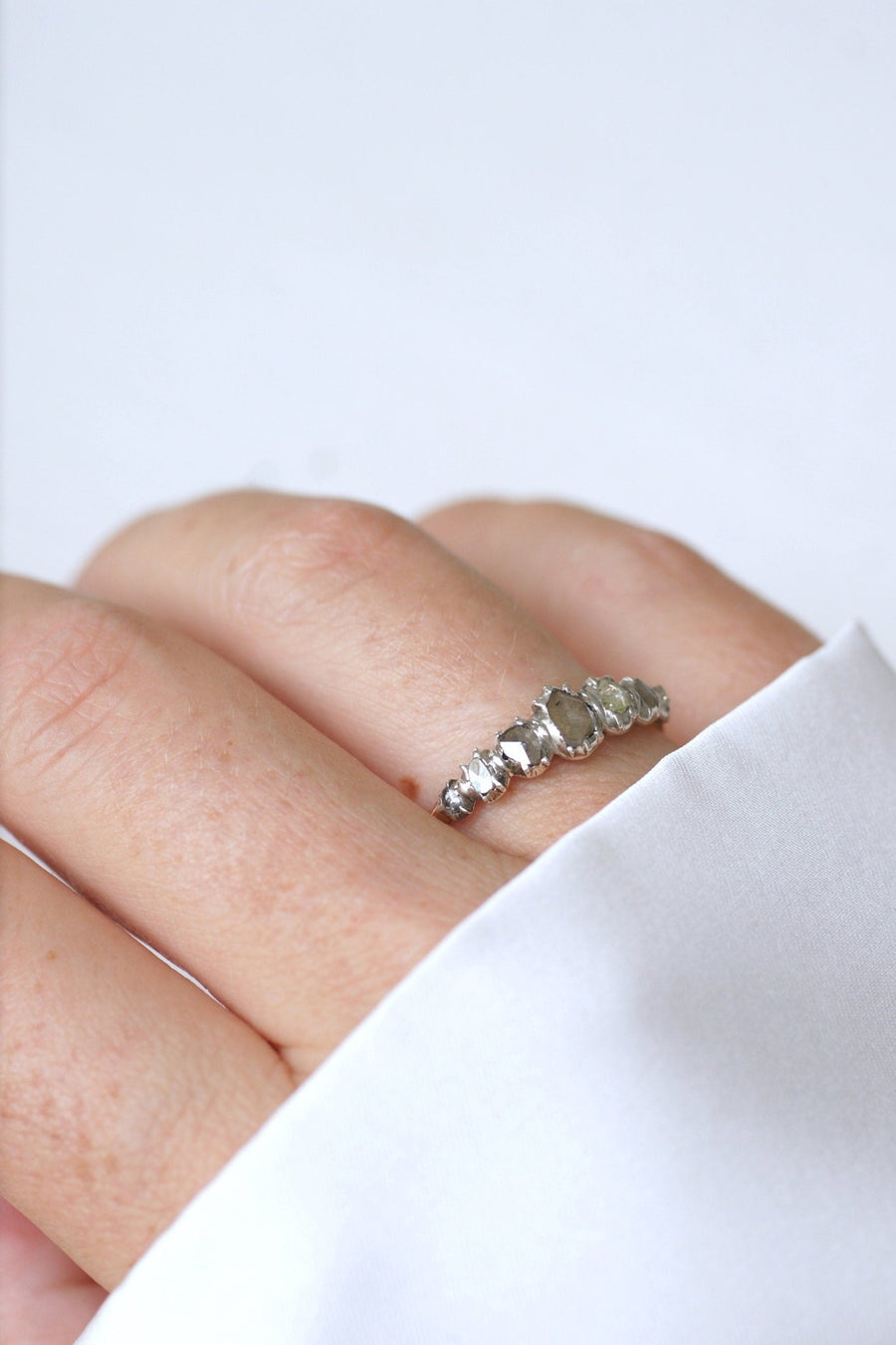 Rose gold, silver, and diamond garter ring - Penelope Gallery