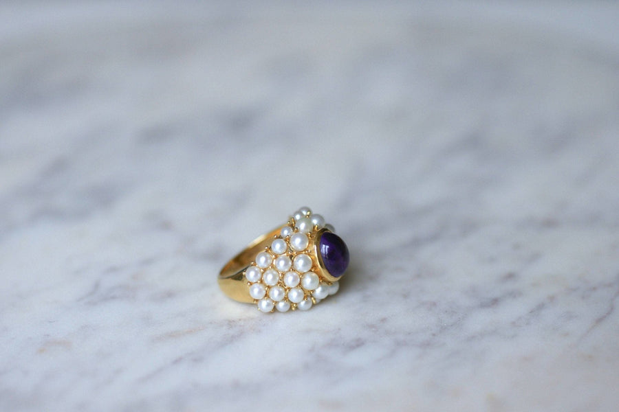 Amethyst and pearls on gold ring - Penelope Gallery