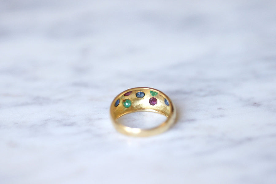 18Kt yellow gold, sapphires, emeralds and rubies constellation ring - Galerie Pénélope