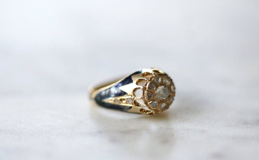 Child ring, yellow gold, enamel and diamonds - Galerie Pénélope