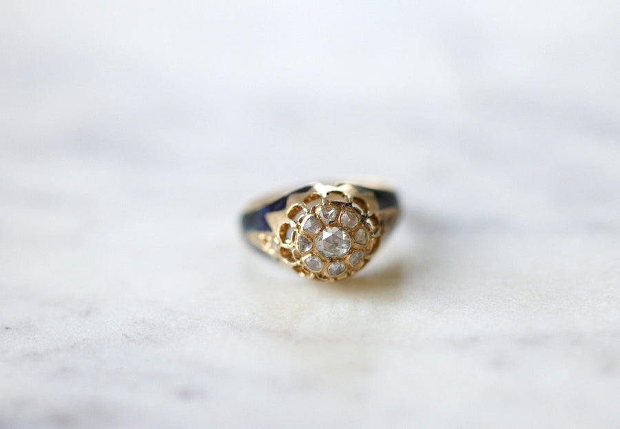 Child ring, yellow gold, enamel and diamonds - Galerie Pénélope