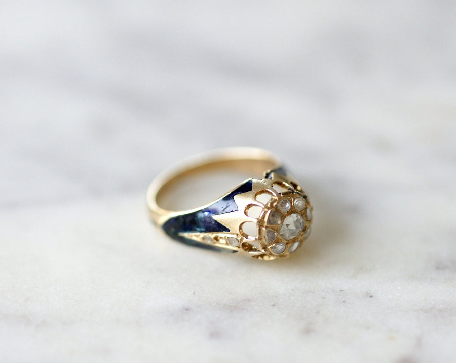 Child ring, yellow gold, enamel and diamonds - Galerie Pénélope