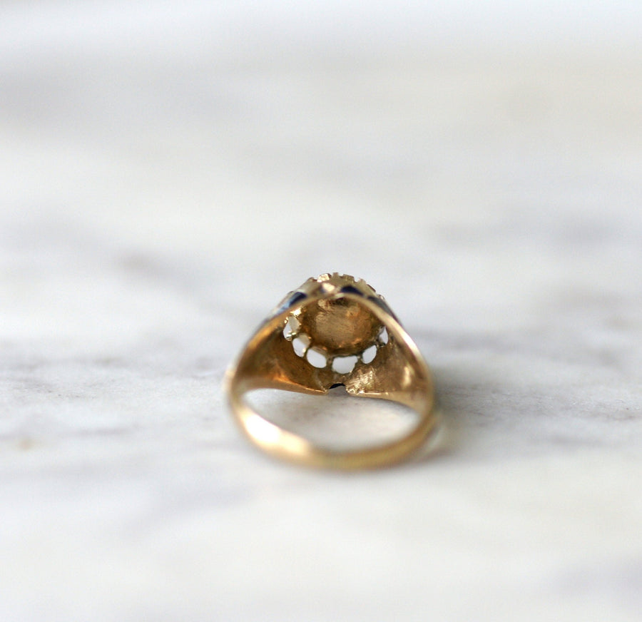 Child ring, yellow gold, enamel and diamonds - Galerie Pénélope