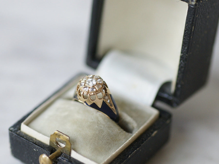 Child ring, yellow gold, enamel and diamonds - Galerie Pénélope