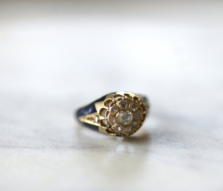 Child ring, yellow gold, enamel and diamonds - Galerie Pénélope