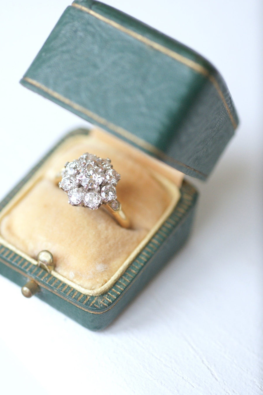 Antique daisy ring with diamonds 2.30 Cts - Penelope Gallery