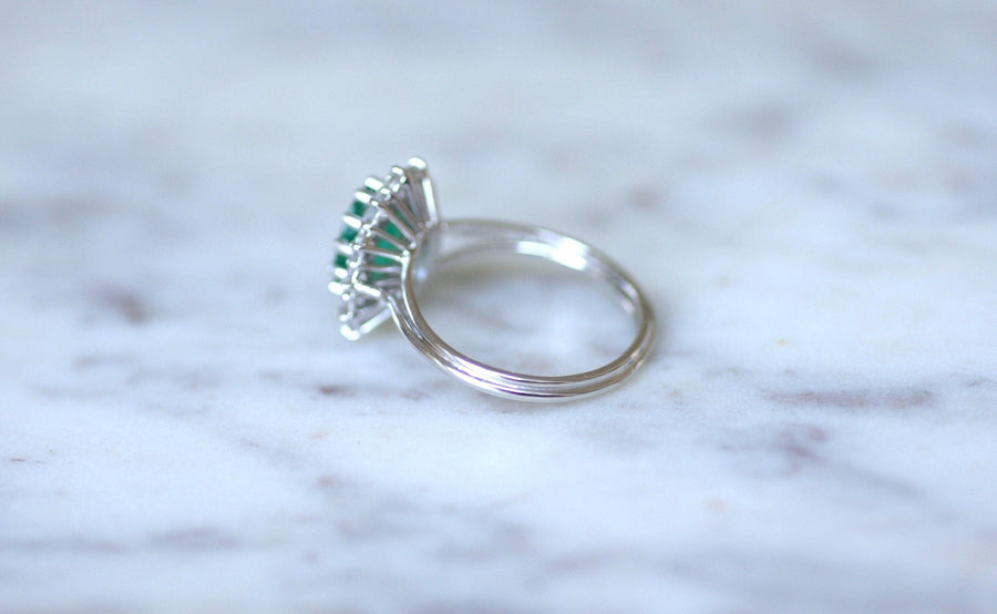 Emerald & diamond daisy ring - Penelope Gallery