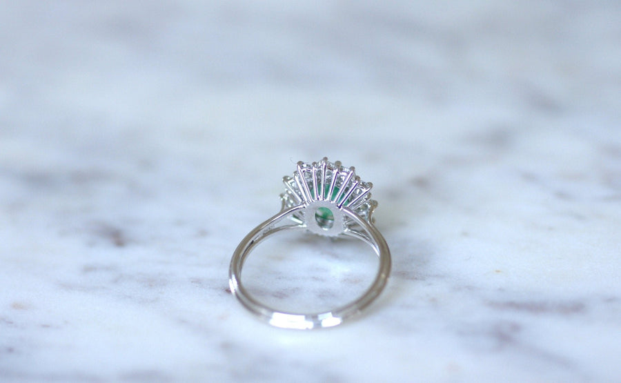 Emerald & diamond daisy ring - Penelope Gallery