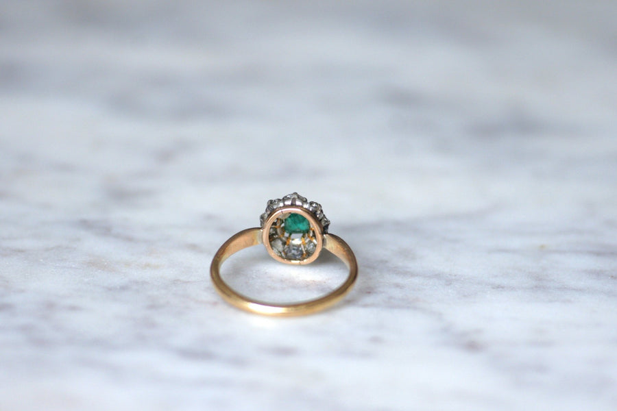 Emerald and diamond daisy ring - Penelope Gallery