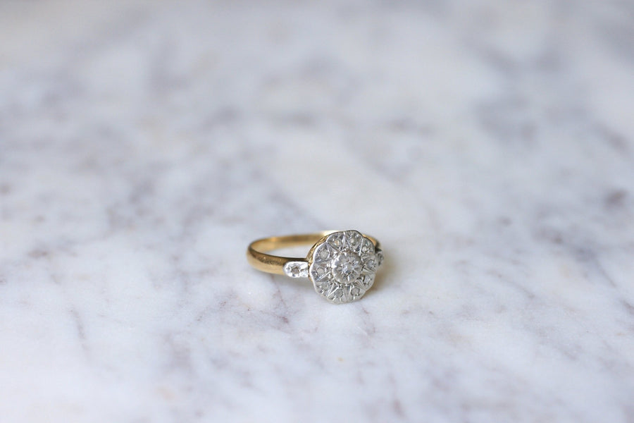 Gold platinum and diamond daisy ring - Penelope Gallery