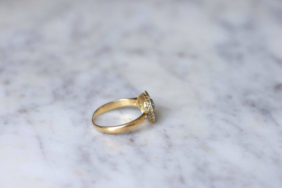 Gold platinum and diamond daisy ring - Penelope Gallery