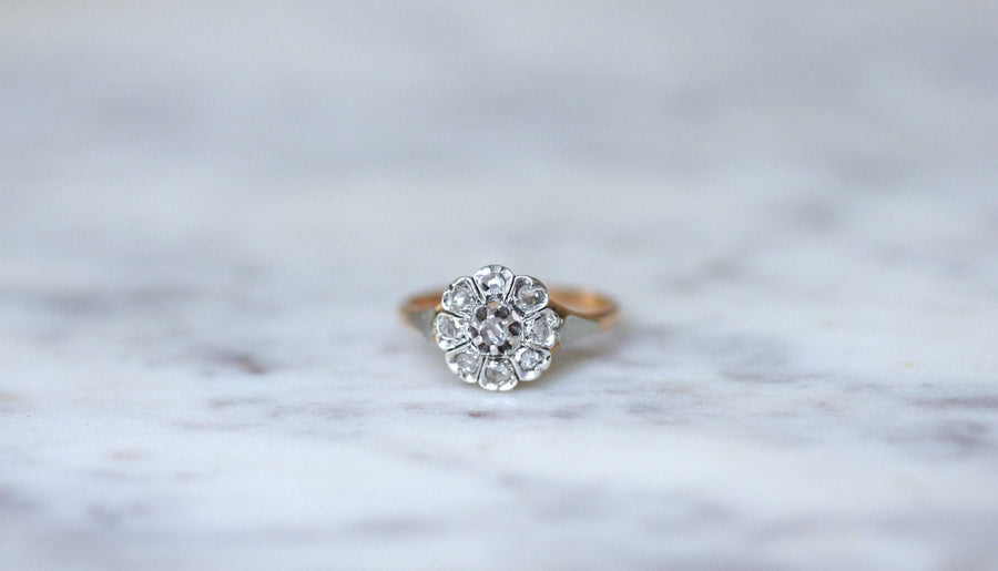 Pink gold diamond daisy ring - Penelope Gallery