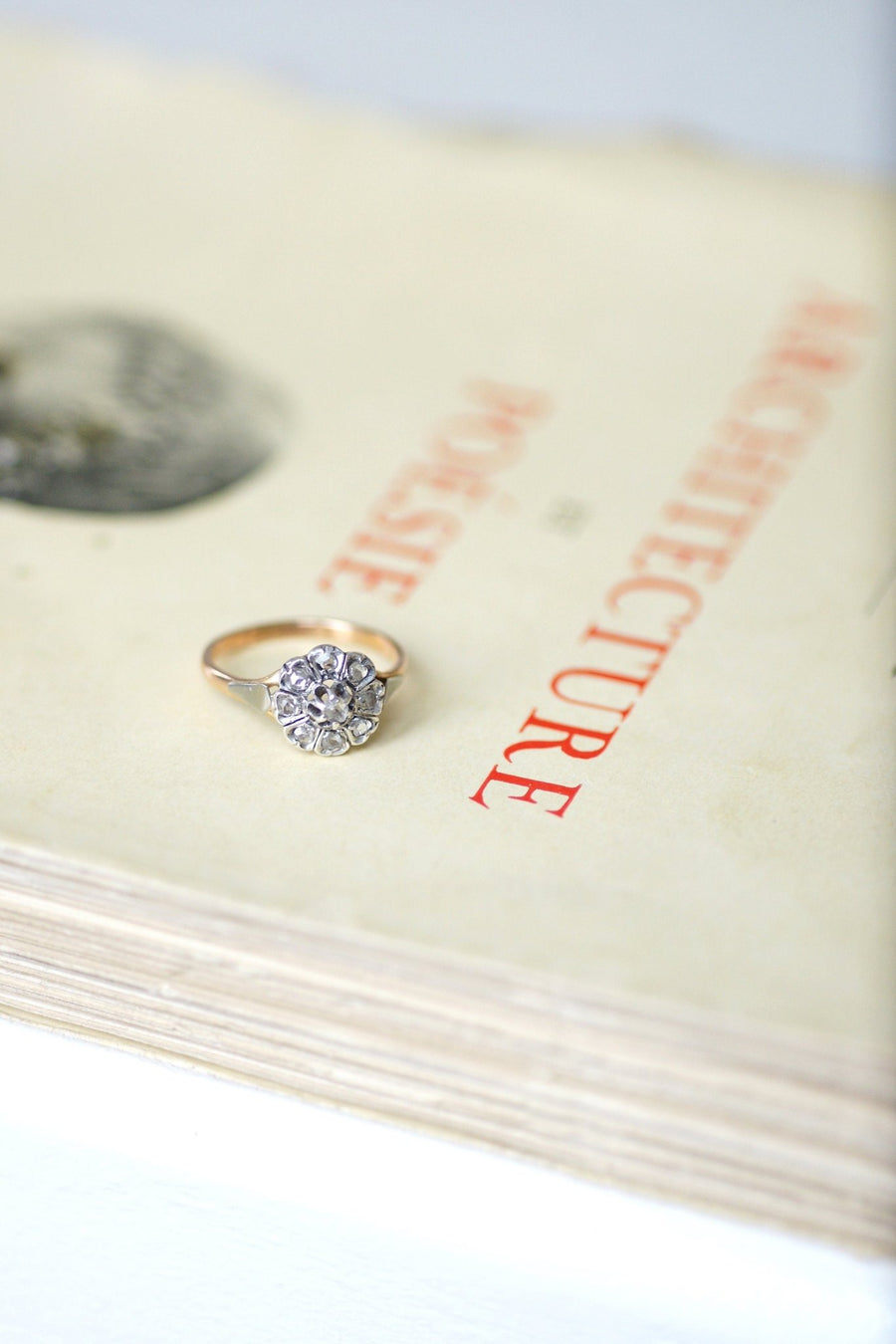 Pink gold diamond daisy ring - Penelope Gallery