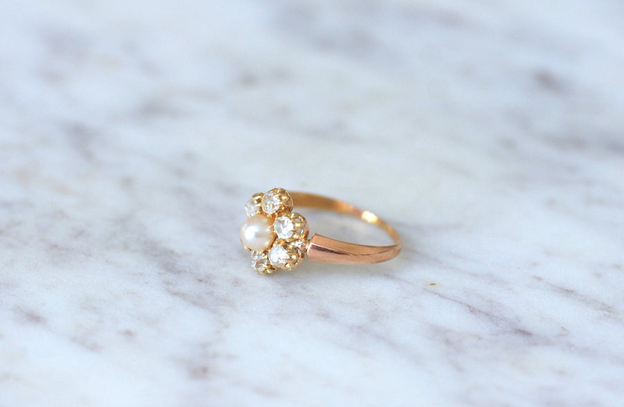 Fine pearl and diamond daisy ring - Penelope Gallery