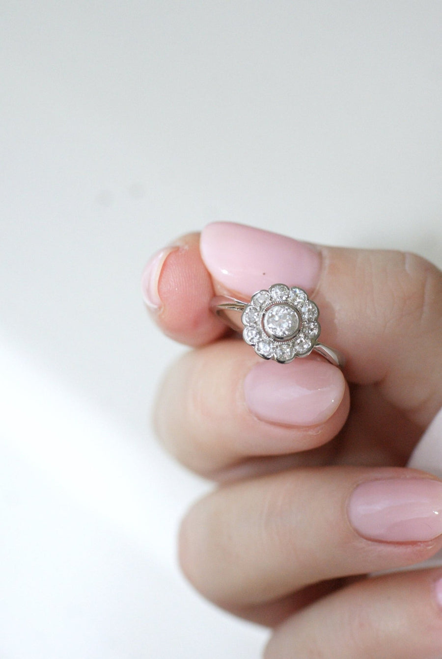 Platinum and diamond daisy ring - Penelope Gallery