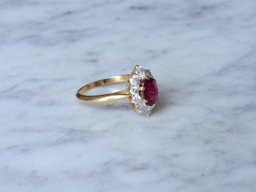 Ruby and diamond daisy ring - Penelope Gallery