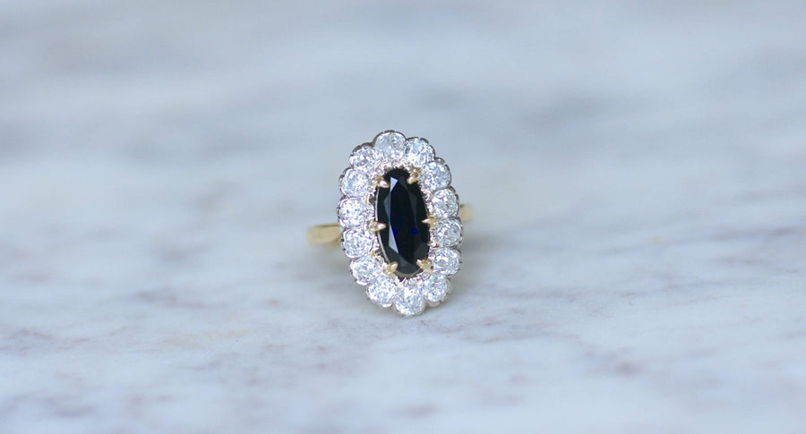 Sapphire daisy ring with diamonds - Penelope Gallery