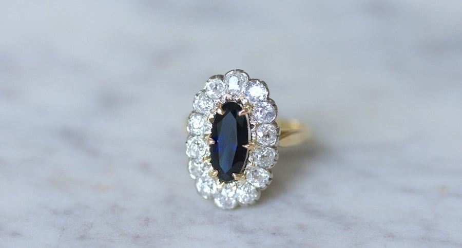 Sapphire daisy ring with diamonds - Penelope Gallery