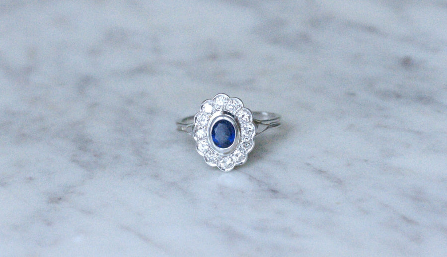 Sapphire daisy ring with diamonds - Penelope Gallery