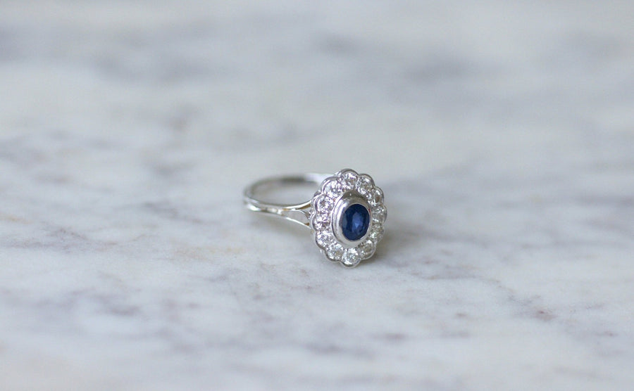 Sapphire daisy ring with diamonds - Penelope Gallery