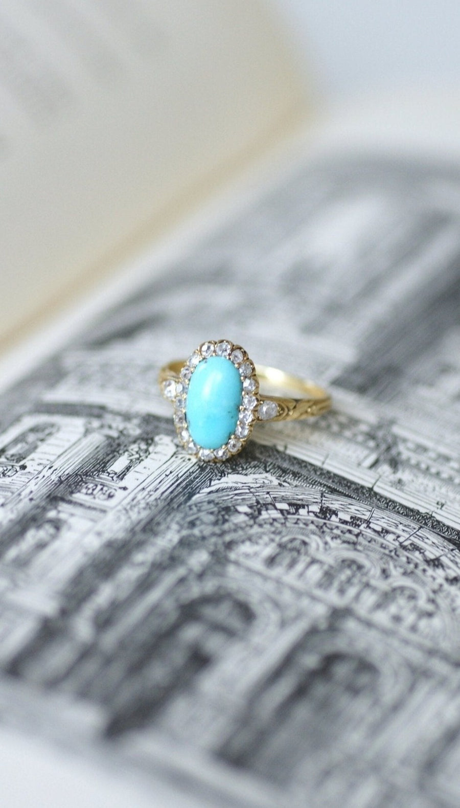 Turquoise diamond daisy ring - Penelope Gallery