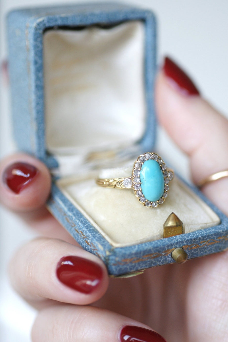 Turquoise diamond daisy ring - Penelope Gallery