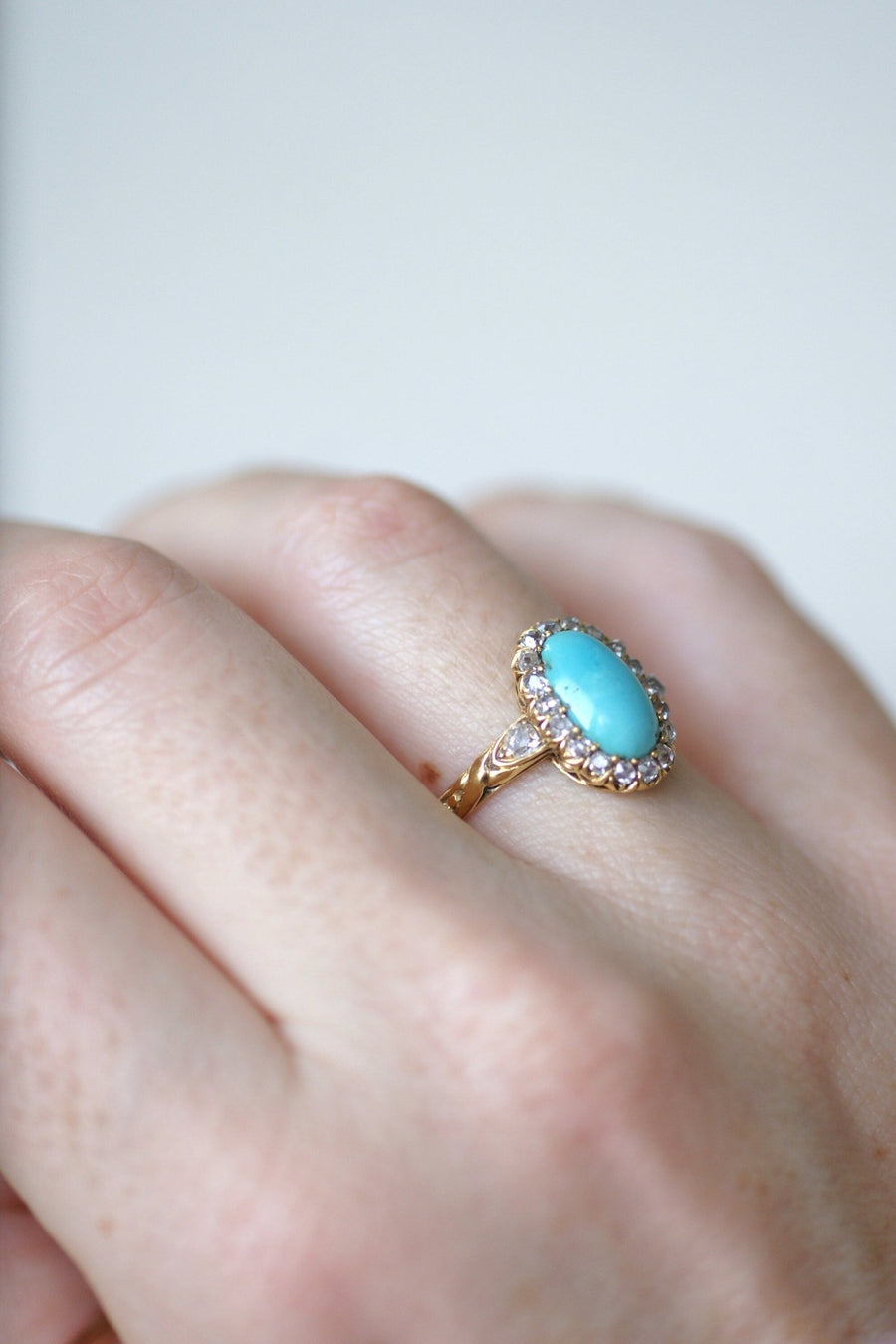 Turquoise diamond daisy ring - Penelope Gallery