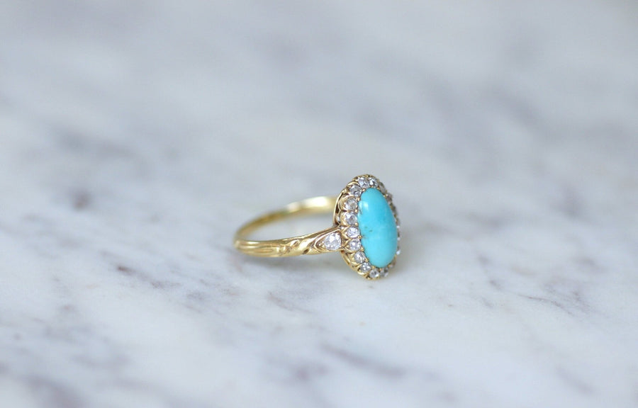 Turquoise diamond daisy ring - Penelope Gallery