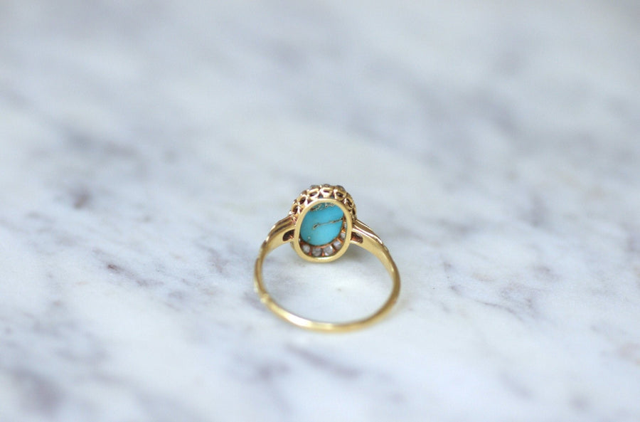 Turquoise diamond daisy ring - Penelope Gallery