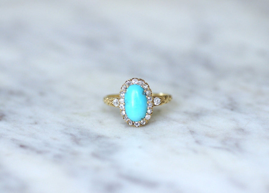 Turquoise diamond daisy ring - Penelope Gallery