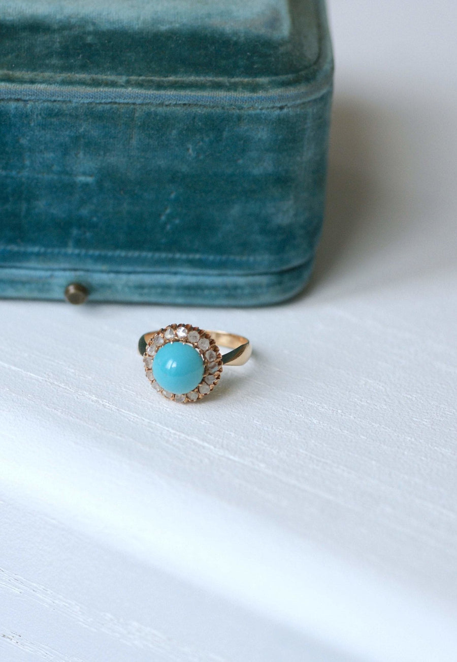 Daisy ring in turquoise and diamonds - Penelope Gallery