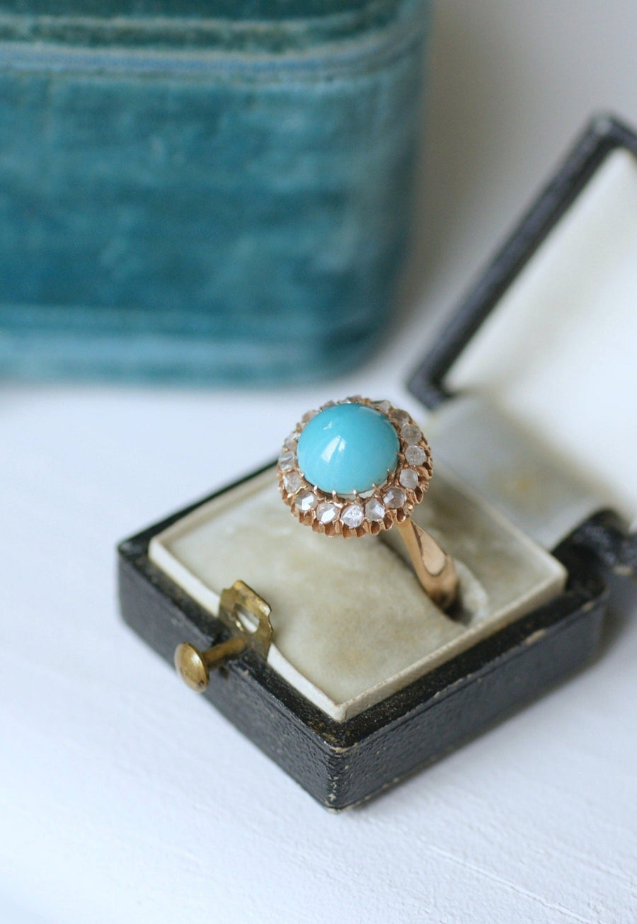 Daisy ring in turquoise and diamonds - Penelope Gallery