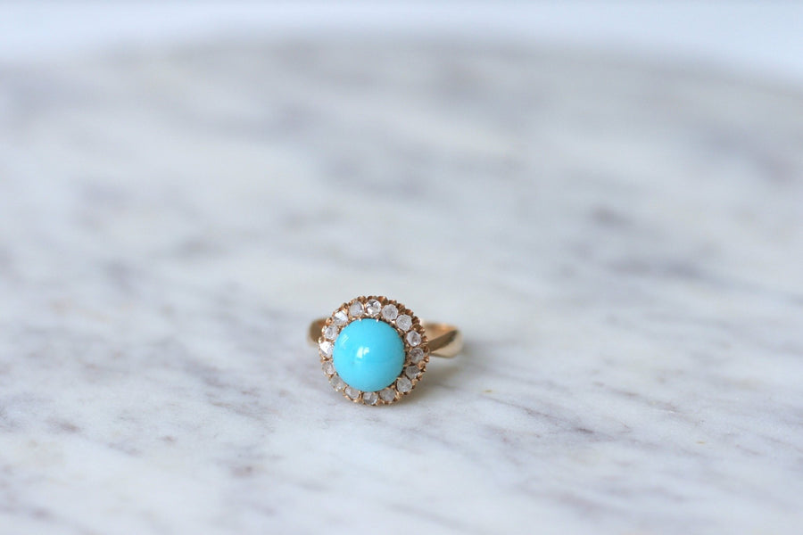 Daisy ring in turquoise and diamonds - Penelope Gallery