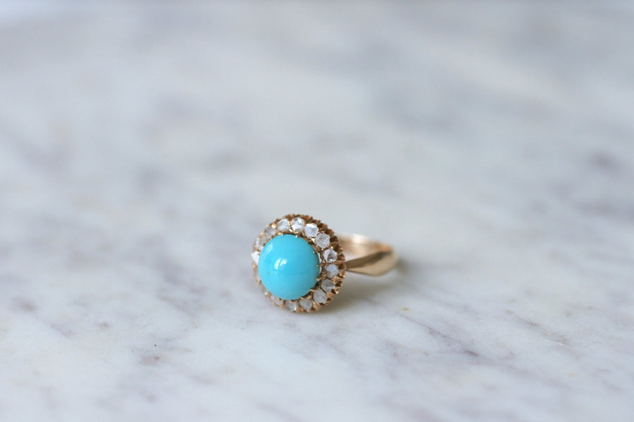 Daisy ring in turquoise and diamonds - Penelope Gallery