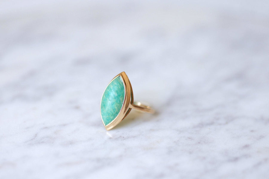 Marquise amazonite & rose gold ring - Penelope Gallery