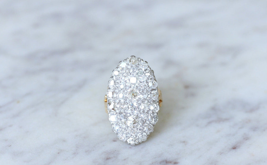 Antique Marquise ring with 4.75 Cts diamonds on gold and platinum - Penelope Gallery