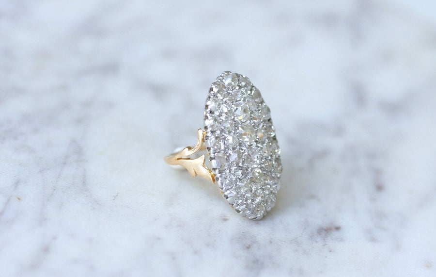 Antique Marquise ring with 4.75 Cts diamonds on gold and platinum - Penelope Gallery